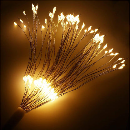 Instalatie lumina decorativa STAR cu 100 LED-uri, diametru 40cm, telecomanda, iluminare galbena