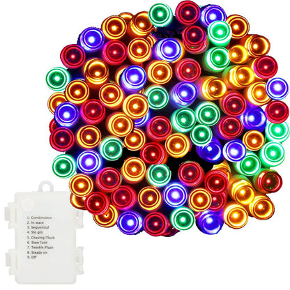 Instalatie lumini de exterior pentru gradina, 10.5 metri, 100 LED-uri, cu baterii, multicolor