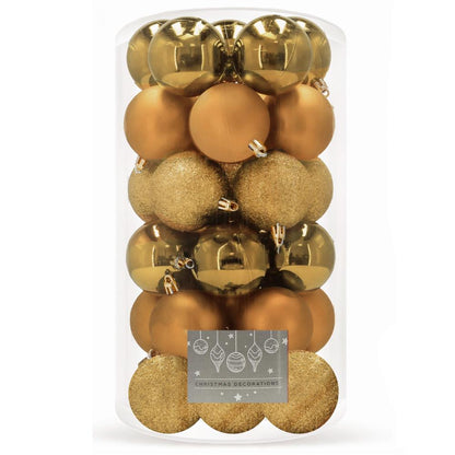Set globuri de Craciun, 30 bucati, 3 modele, 6cm, auriu