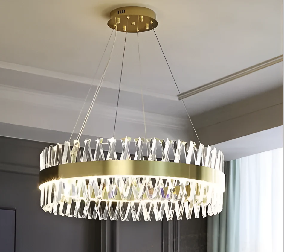 Candelabru LED CASERTA cu Telecomanda, 68W, Dimabil, 3000K/4000K/6000K,Diametru 60cm, Auriu