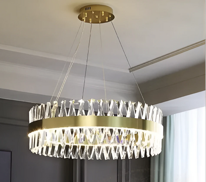 Candelabru LED CASERTA cu Telecomanda, 68W, Dimabil, 3000K/4000K/6000K,Diametru 60cm, Auriu