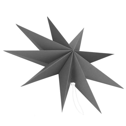 Stea decorativa 3D din hartie, cu 9 colturi, 60cm, argintie