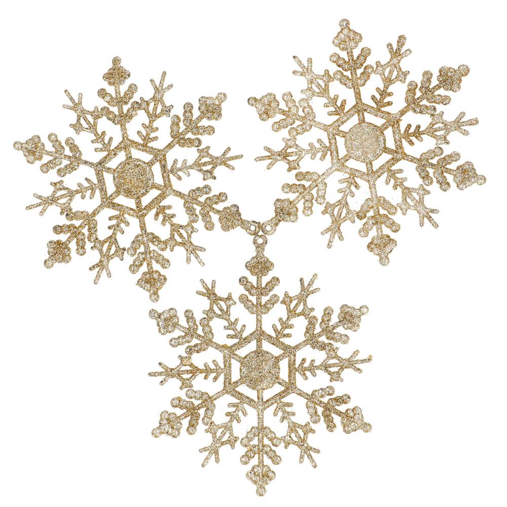 Decoratiune brad fulg de zapada, set 3 bucati, 12cm, auriu