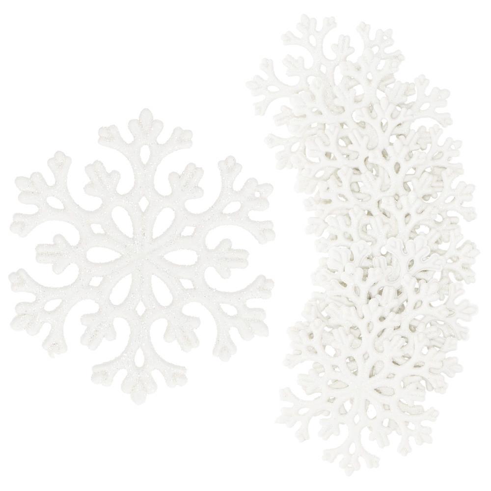 Decoratiune brad fulg de zapada, set 8 bucati, 8cm, alb