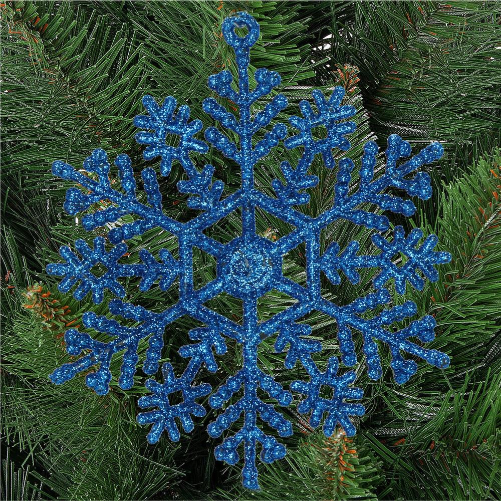 Decoratiune brad fulg de zapada, set 12 bucati, 10cm, albastru