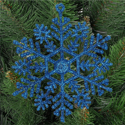 Decoratiune brad fulg de zapada, set 12 bucati, 10cm, albastru