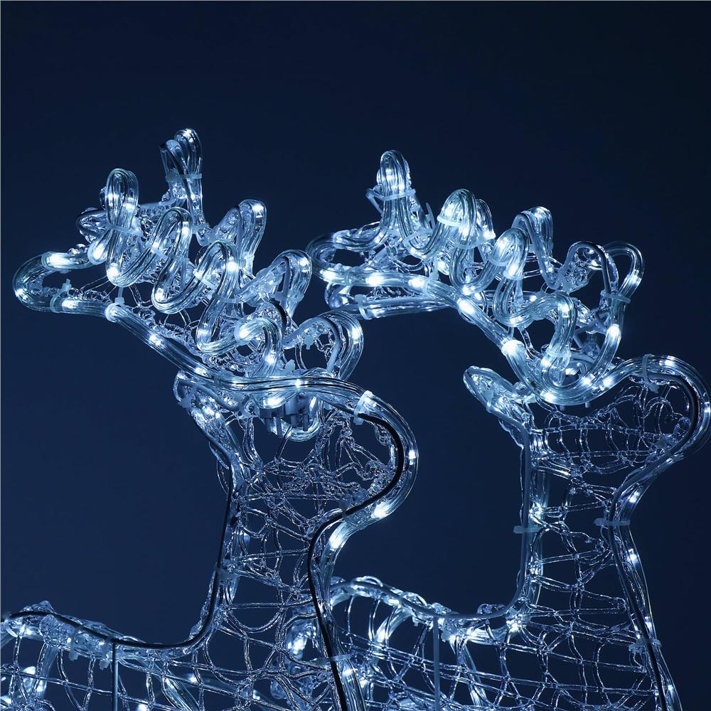 Instalatie lumini pentru Craciun, 2 reni cu sanie, , 480 LED-uri, 150cm, alb rece