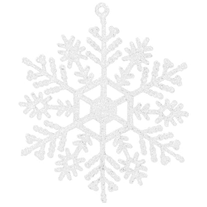 Decoratiune brad fulg de zapada, set 12 bucati, 9-10cm, alb
