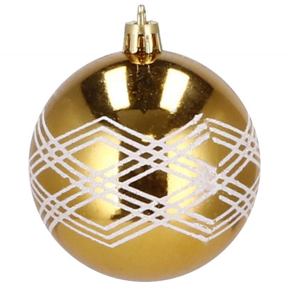 Set globuri de Craciun cu modele de sarbatori, 30 bucati, 7cm, alb auriu