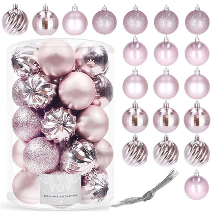 Set globuri de Craciun, 20 bucati, 5 modele, 6cm, roz