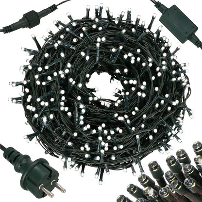 Ghirlanda luminoasa tip perdea Premium 750 LED-uri, 32,5m, 45Wati, interior/exterior, cu flash, alb rece