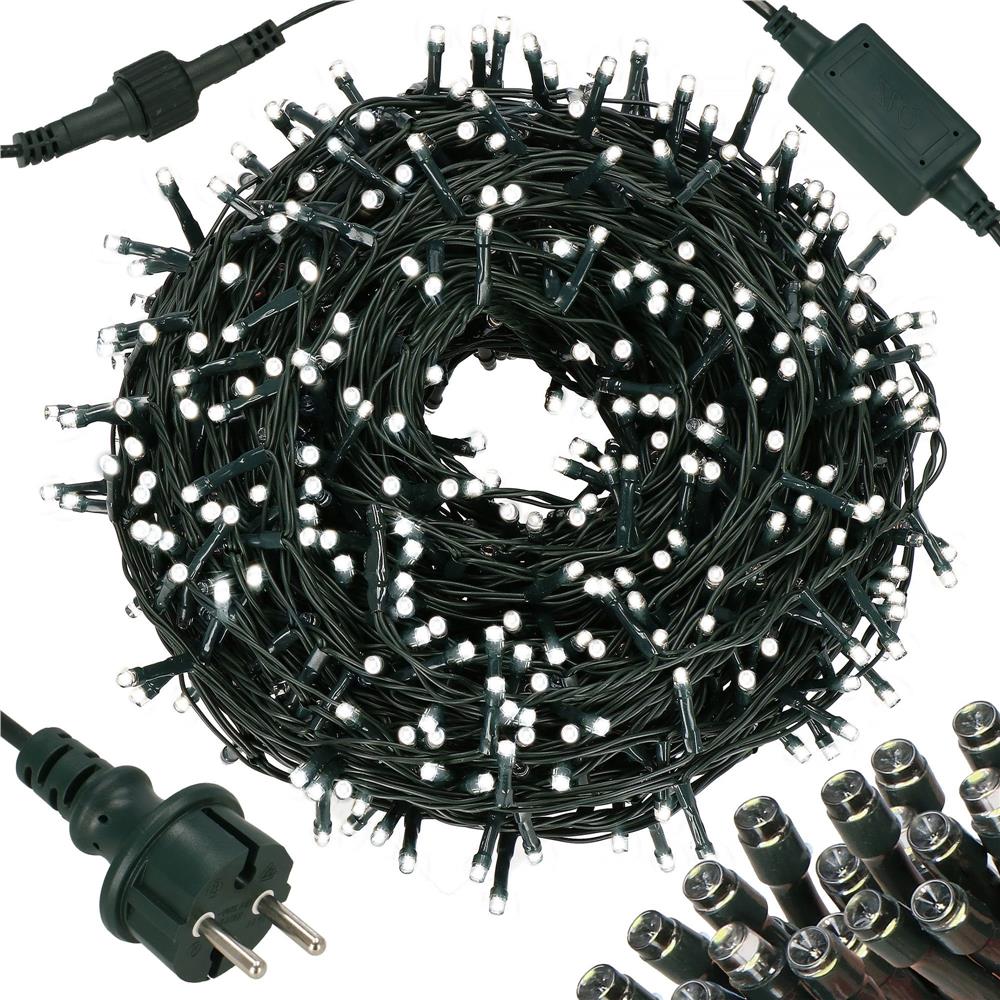 Ghirlanda luminoasa tip perdea Premium 500 LED-uri, 22,5m, 30Wati, interior/exterior, cu flash, alb rece