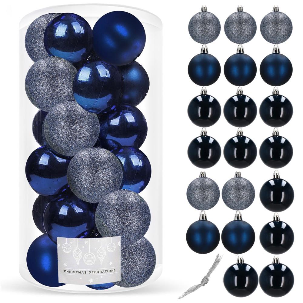 Set globuri de Craciun, 20 bucati, 3 modele, 4cm, albastru marin