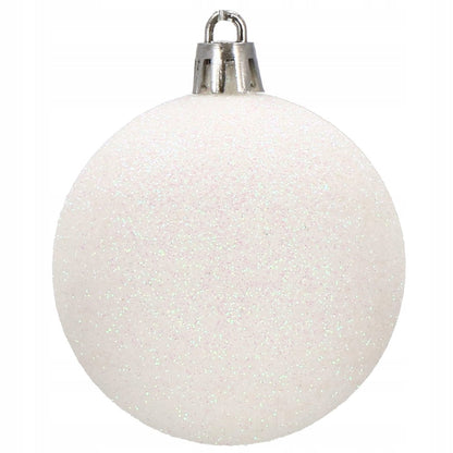 Set globuri si decoratiuni de Craciun, 100 piese, diverse dimensiuni cu stea, alb