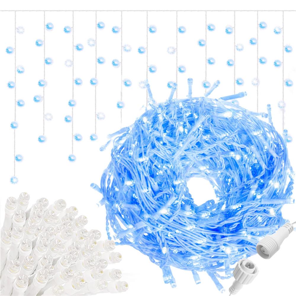 (DL) Ghirlanda luminoasa tip perdea 300 LED-uri, 12m, pentru interior/exterior, cu flash, iluminare albastra