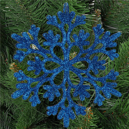 Decoratiune brad fulg de zapada, set 12 bucati, 10cm, albastru