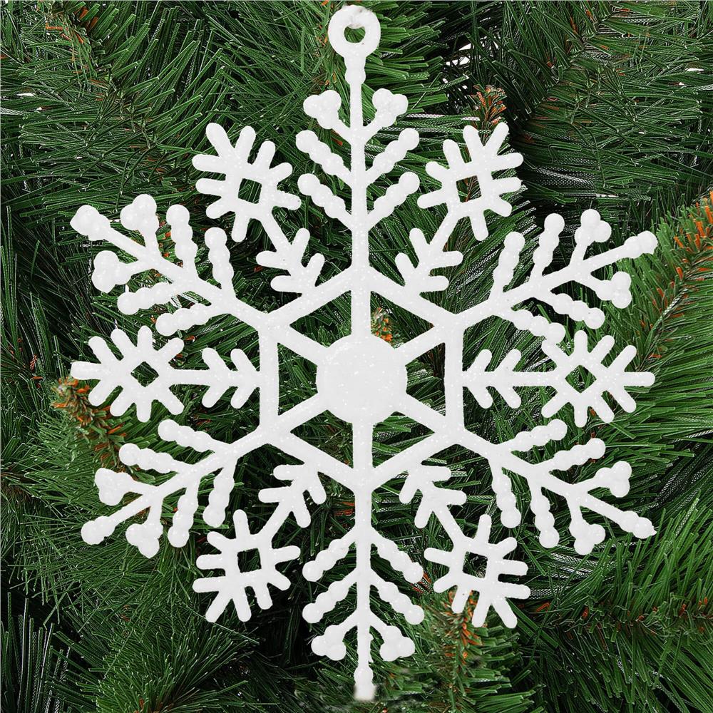 Decoratiune brad fulg de zapada, set 12 bucati, 9-10cm, alb
