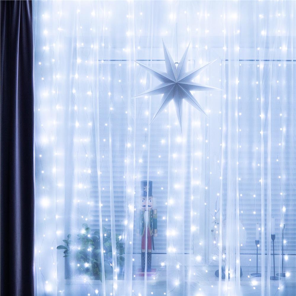 Ghirlanda luminoasa tip perdea 300 LED-uri, 3x3m, pentru interior, alimentare USB, alb