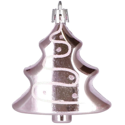 Set globuri si decoratiuni de Craciun, 77 piese, diverse dimensiuni, roz