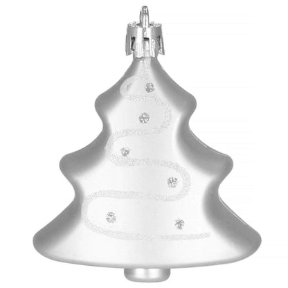 Set globuri si decoratiuni de Craciun, 77 piese, diverse dimensiuni, argintiu