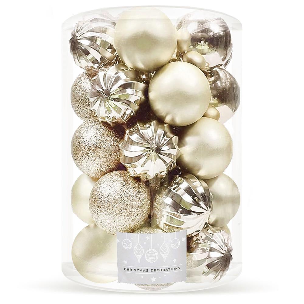 Set globuri de Craciun, 20 bucati, 5 modele, 6cm, auriu