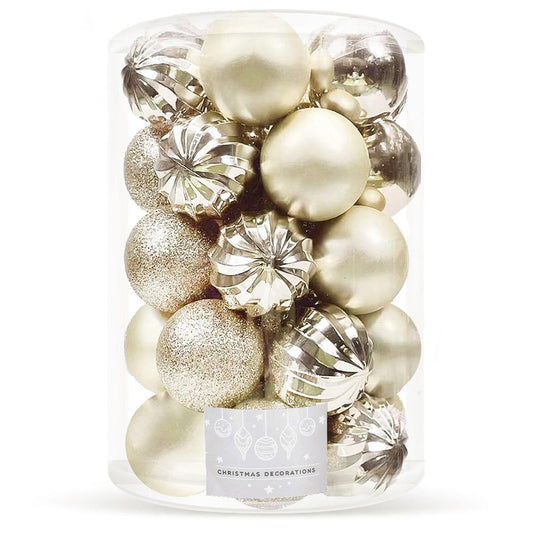 Set globuri de Craciun, 20 bucati, 5 modele, 6cm, auriu