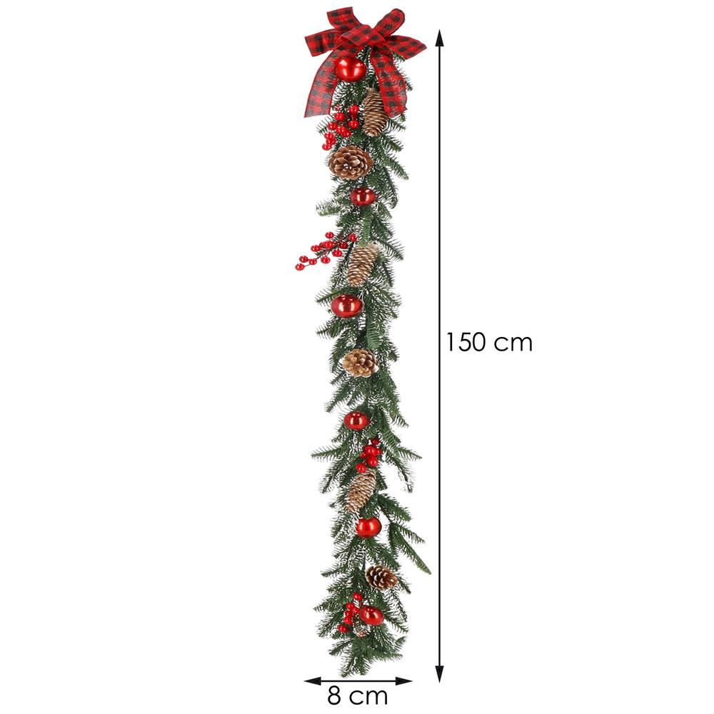 Ghirlanda artificiala decorativa de Craciun, aspect inzapezit, 150 cm, ace 3D, verde