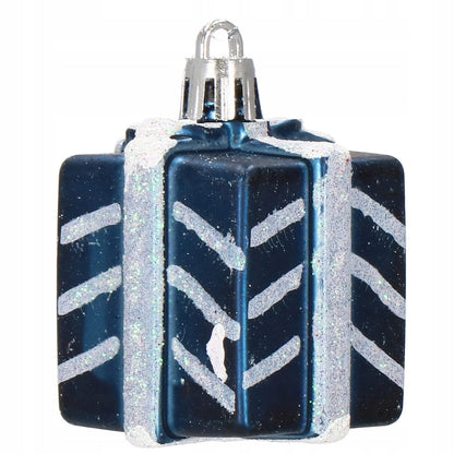 Set globuri si decoratiuni de Craciun, 77 piese, diverse dimensiuni, albastru inchis