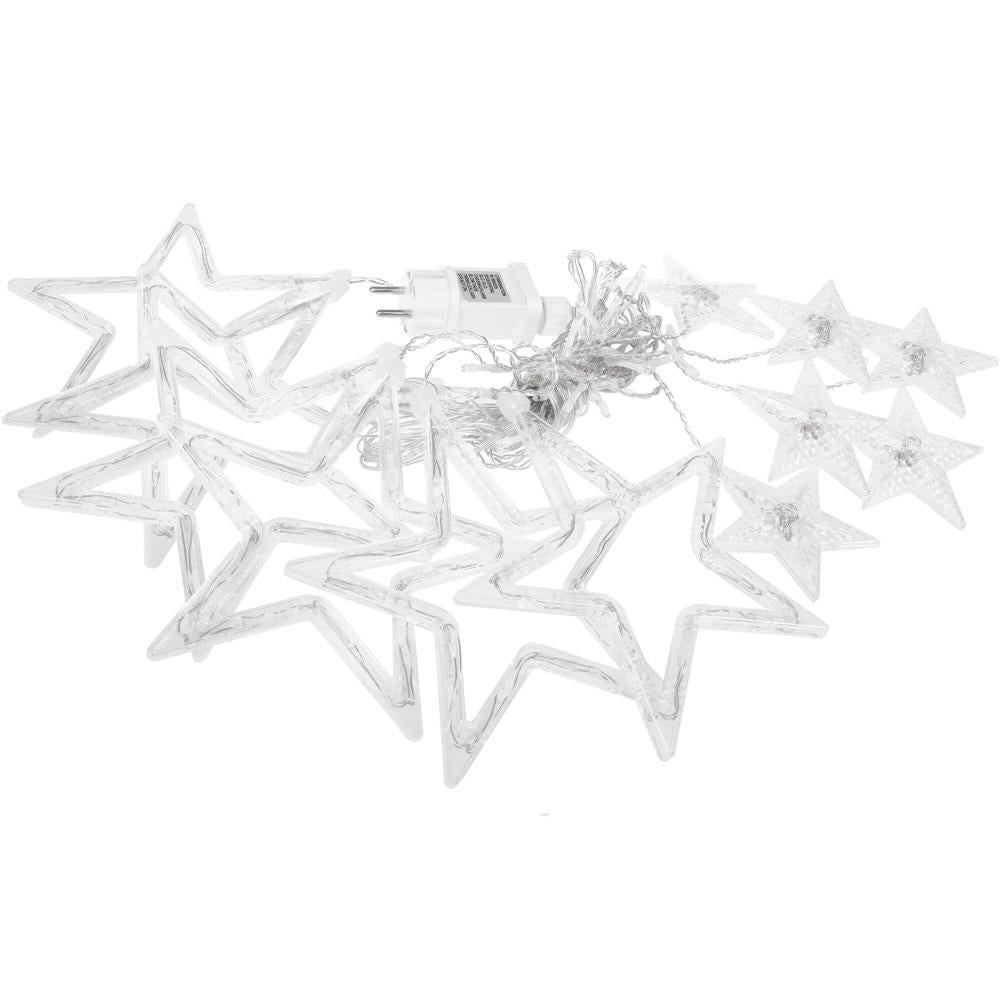 Ghirlanda luminoasa tip perdea cu stelute 138 LED-uri, 2m, pentru interior/exterior, iluminare multicolor