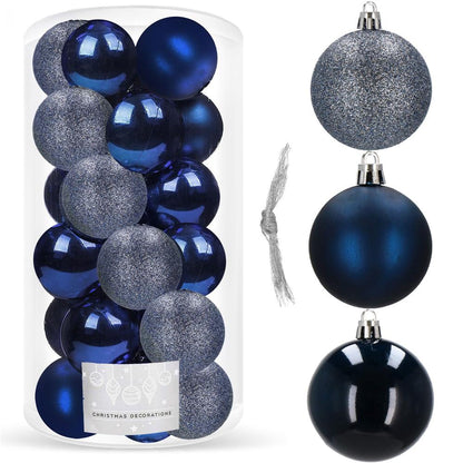 Set globuri de Craciun, 20 bucati, 3 modele, 4cm, albastru marin