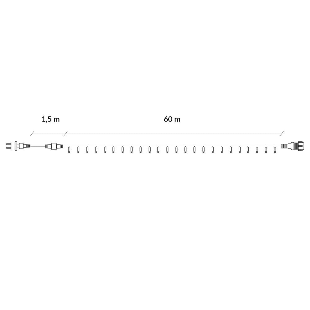 Instalatie lumini pentru bradul de Craciun, 61,5 metri, 1000 LED-uri, alb cald