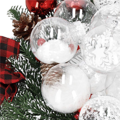 Set globuri de Craciun Inedit, 30 bucati, 7cm, transparente si alb