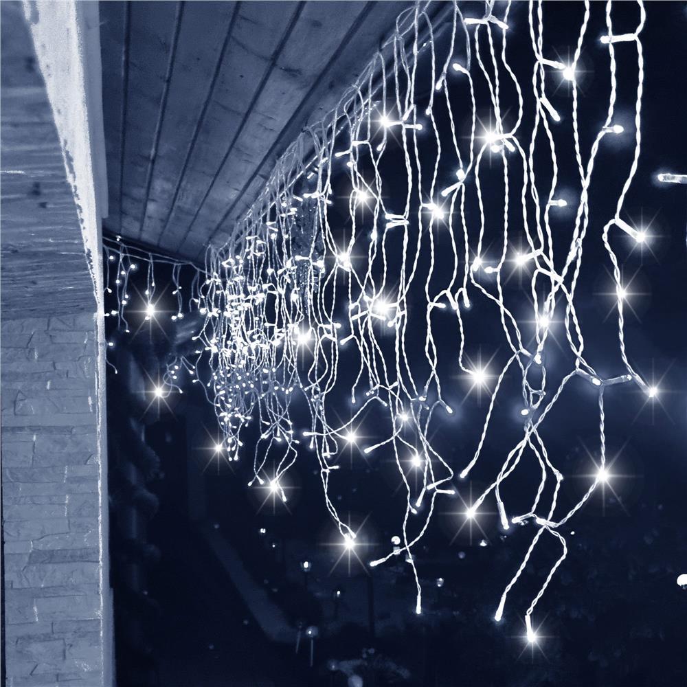 Ghirlanda luminoasa tip perdea 300 LED-uri, 12m, pentru interior/exterior, cu flash, iluminare alba