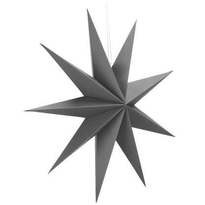 Stea decorativa 3D din hartie, cu 9 colturi, 60cm, argintie