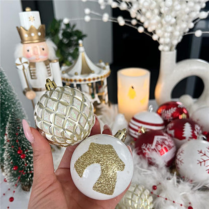 Set globuri de Craciun cu modele de sarbatori, 30 bucati, 6cm, auriu