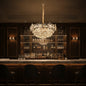 Candelabru Cristal JARDIN Magno 14xE14, Diametru 60cm, Inaltime 35cm, Auriu Lucios, Inaltime Reglabila, Design Elegant