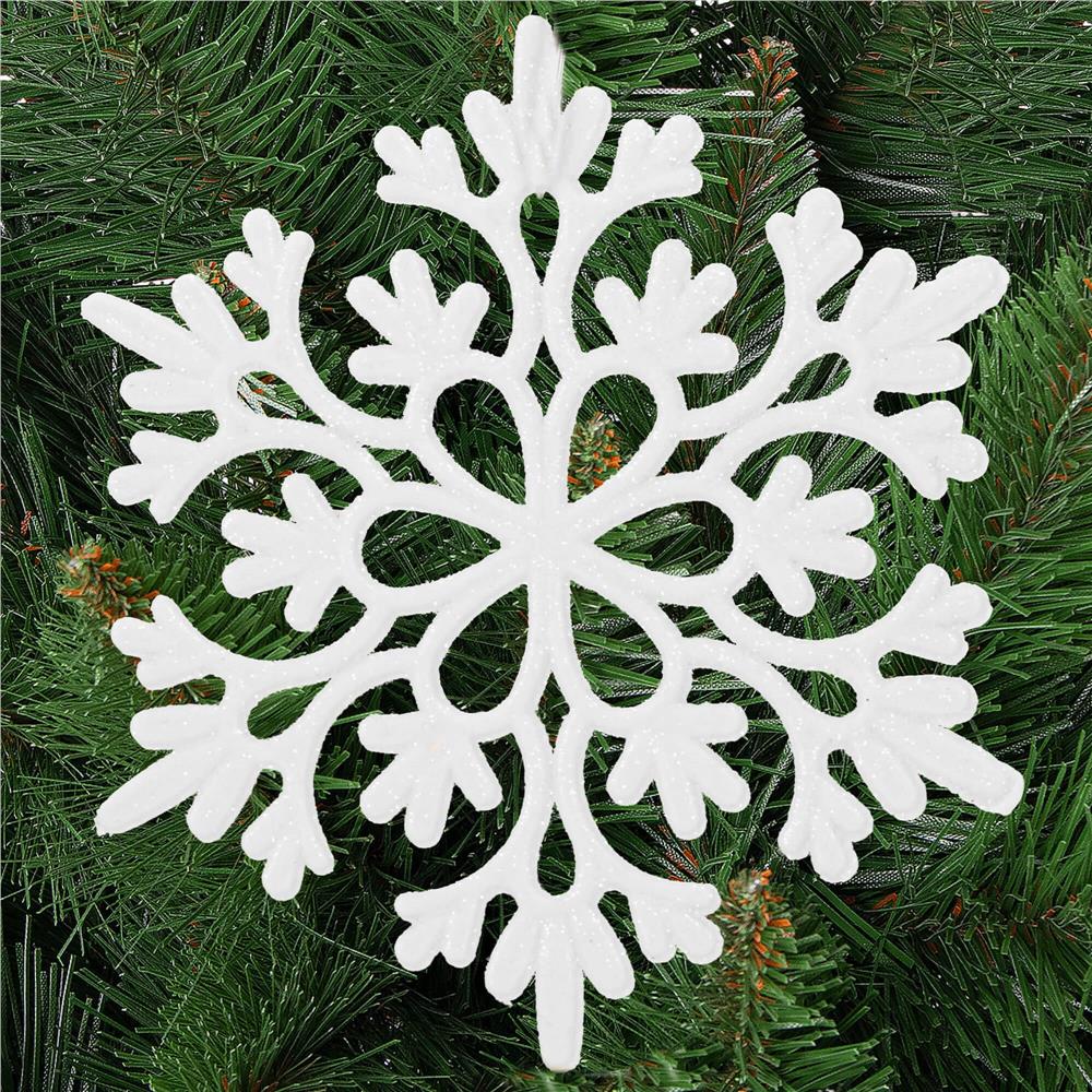 Decoratiune brad fulg de zapada, set 12 bucati, 9-10cm, alb