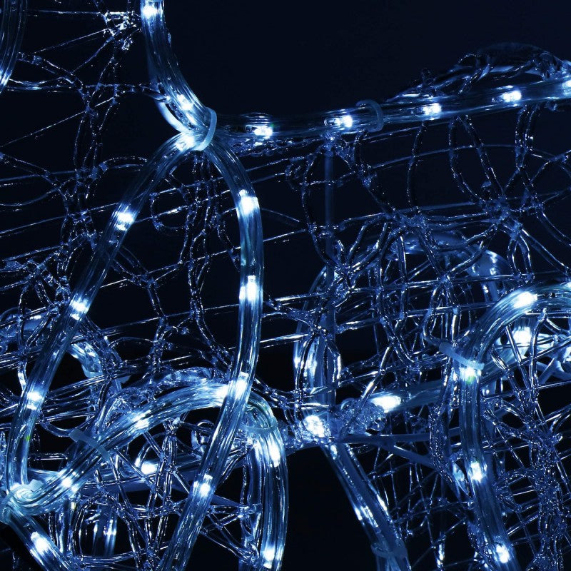 Instalatie lumini pentru Craciun, ren cu sanie, , 312 LED-uri, 150cm, alb