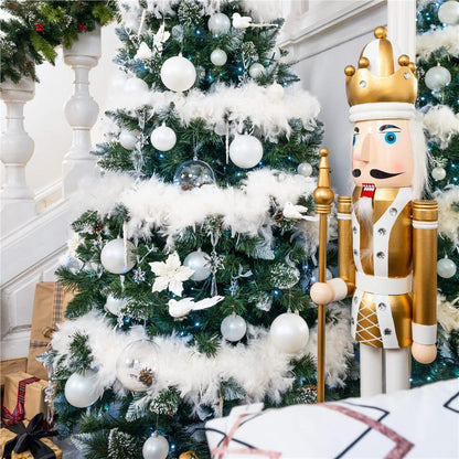 Set globuri de Craciun, 20 bucati, 5 modele, 6cm, alb