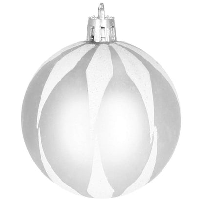 Set globuri si decoratiuni de Craciun, 77 piese, diverse dimensiuni, argintiu