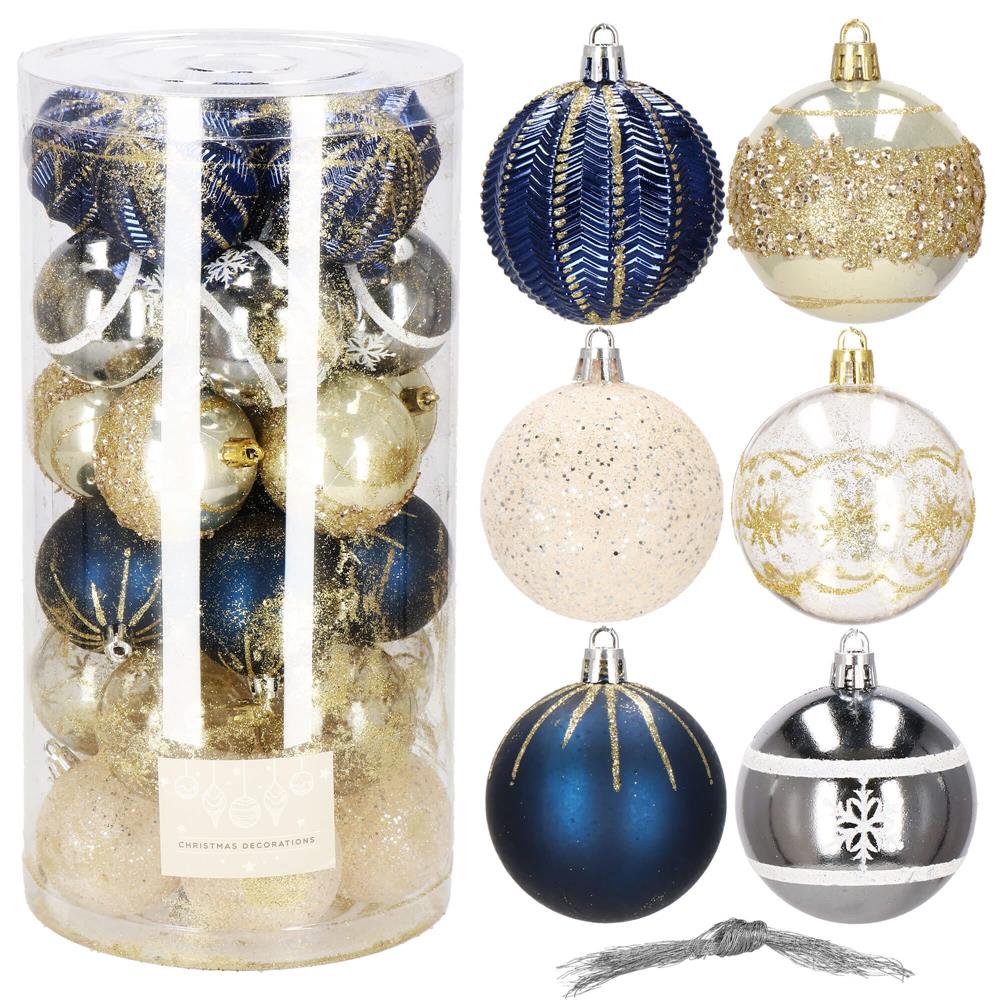 Set globuri de Craciun cu modele de sarbatori, 30 bucati, 6cm, multicolor