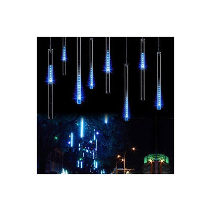 Instalatie de Craciun, 10 tuburi, 50cm, 480 LED, ploaie de meteoriti, albastru