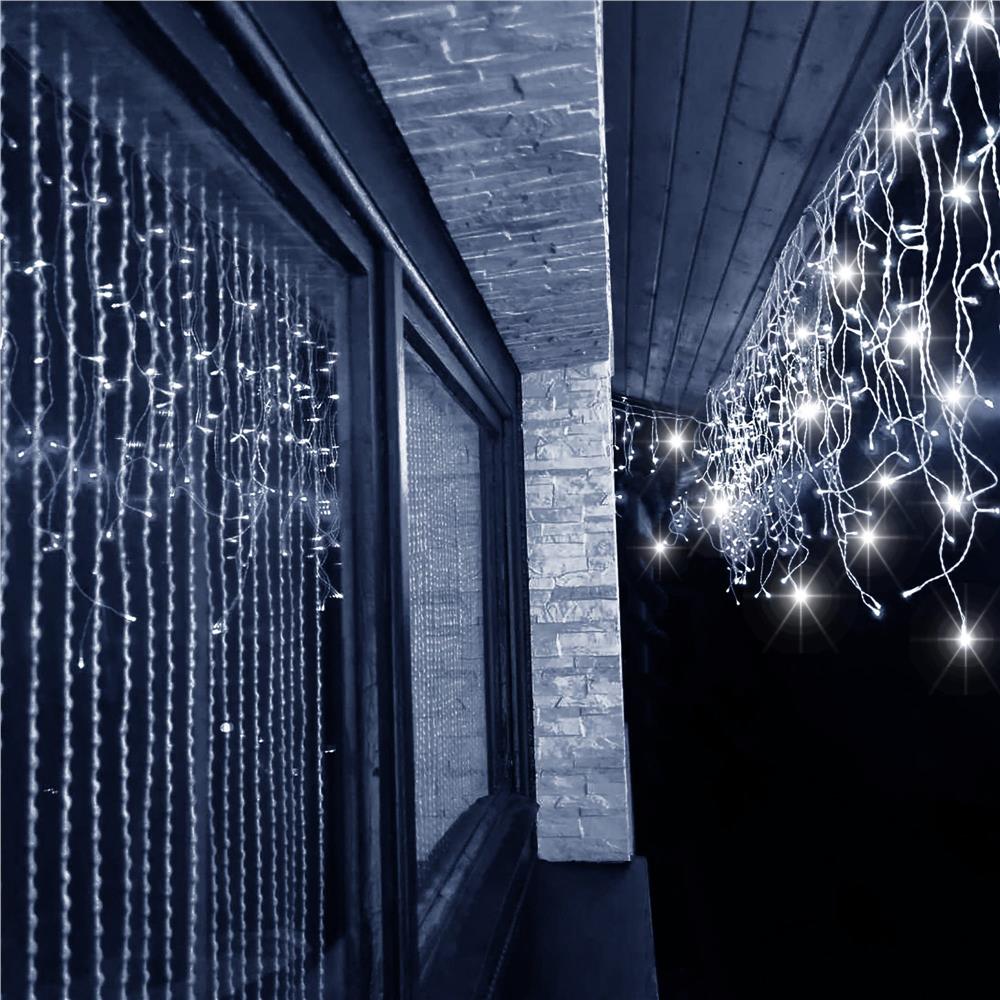 Ghirlanda luminoasa tip perdea 300 LED-uri, 12m, pentru interior/exterior, cu flash, iluminare alba