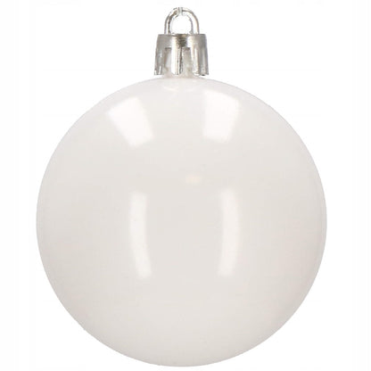 Set globuri si decoratiuni de Craciun, 100 piese, diverse dimensiuni cu stea, alb