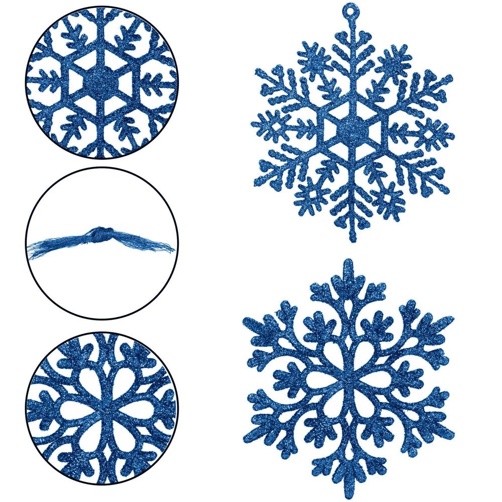 Decoratiune brad fulg de zapada, set 12 bucati, 10cm, albastru