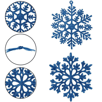 Decoratiune brad fulg de zapada, set 12 bucati, 10cm, albastru