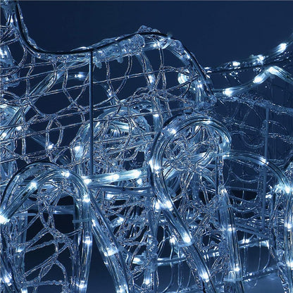 Instalatie lumini pentru Craciun, 2 reni cu sanie, , 480 LED-uri, 150cm, alb rece