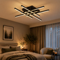Lustra LED cu Telecomanda Aroldo, 63W, 6 Elemente, Liniara, lumina Rece/Calda/Neutra, Dimabila, Negru
