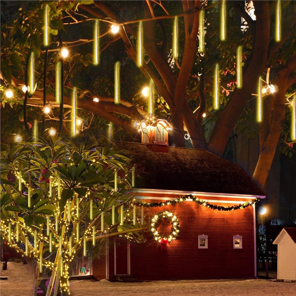 Instalatie de Craciun, 10 tuburi, 50cm, 480 LED, ploaie de meteoriti, galben