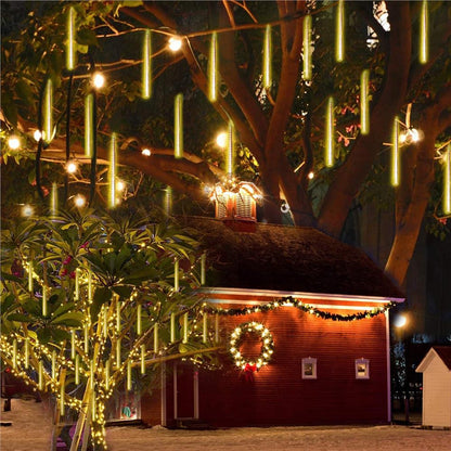 Instalatie de Craciun, 10 tuburi, 50cm, 480 LED, ploaie de meteoriti, galben